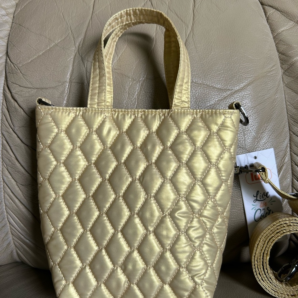 Lug Tip Toe Crossbody Bag Metallic Gold NEW